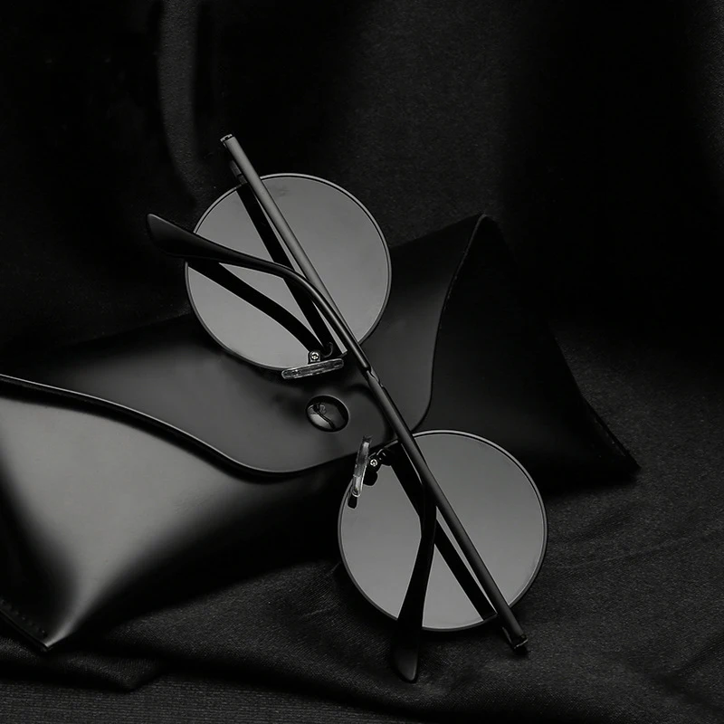 RUOBO-레트로 편광 라운드 금속 프레임 선글라스 안경 남녀 운전 낚시 브랜드 디자이너 선글라스 UV400, UV400