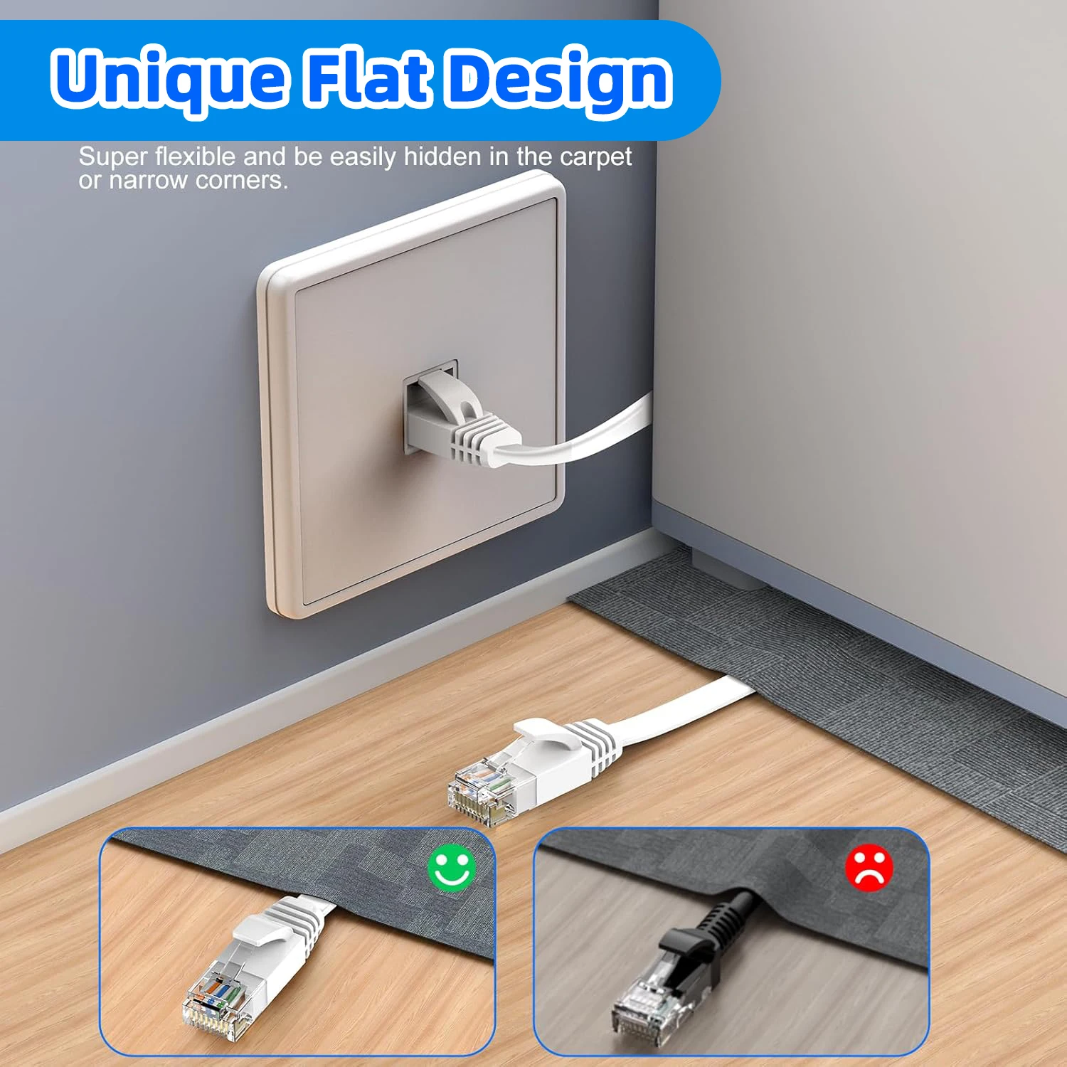 0.1M 0.2M 0.3M 0.5M 50M Cat6 짧은 이더넷 케이블 플랫 RJ45 컴퓨터 인터넷 LAN 네트워크 이더넷 패치 케이블