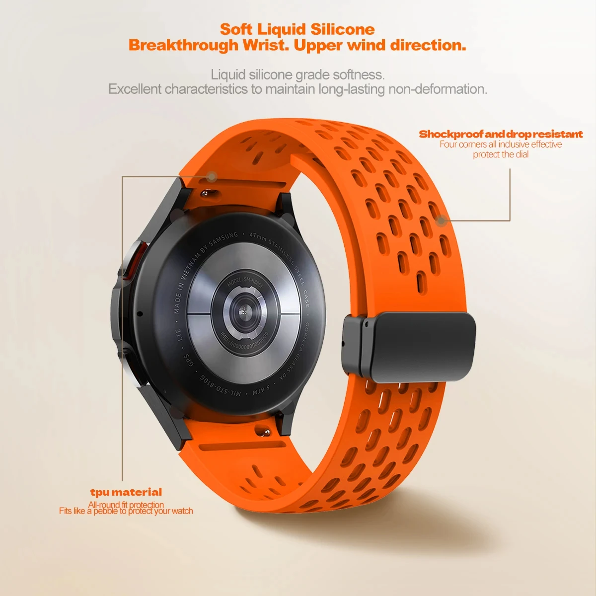 삼성 갤럭시 시계 용 실리콘 스트랩 7 6 5 4 40mm 44mm 5 Pro 45mm 마그네틱 버클 밴드 6 클래식 43mm 47mm 간격 없음 팔찌