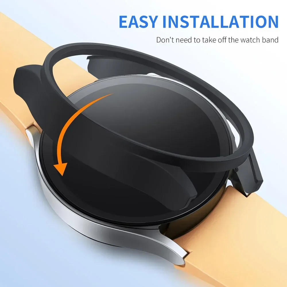 삼성 갤럭시 워치용 유리 및 케이스, 방수 PC, 갤럭시 워치 FE 커버 및 스크린 보호대, 갤럭시 워치 7, 갤럭시 워치 6, 5, 4, 40mm, 44mm
