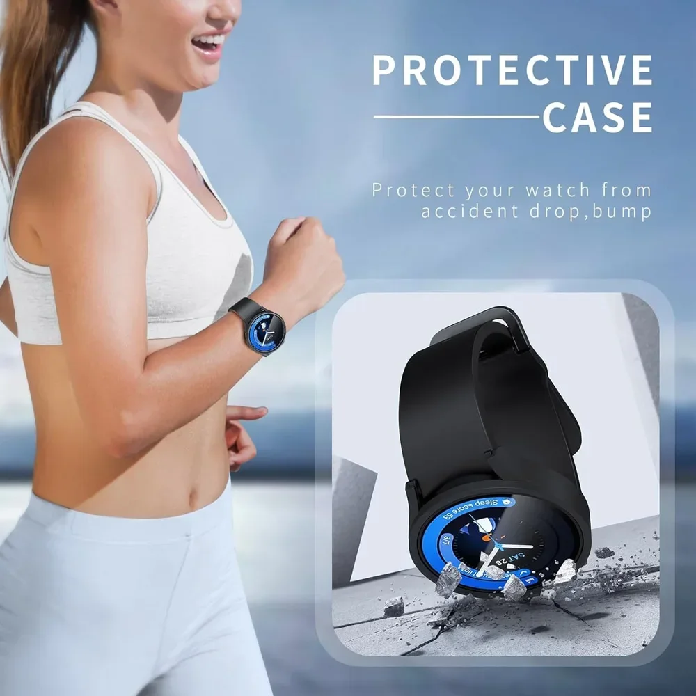 삼성 갤럭시 워치용 유리 및 케이스, 방수 PC, 갤럭시 워치 FE 커버 및 스크린 보호대, 갤럭시 워치 7, 갤럭시 워치 6, 5, 4, 40mm, 44mm