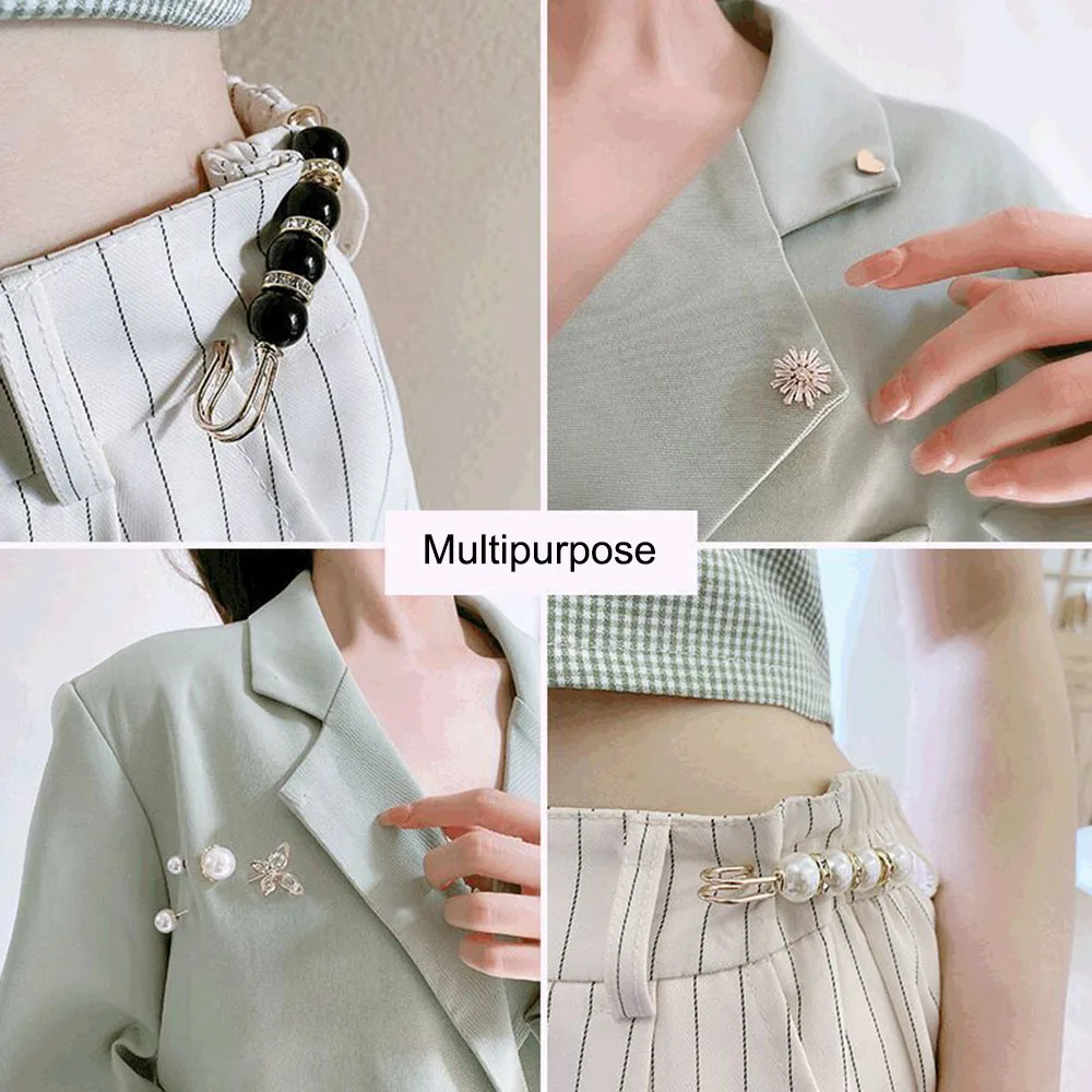여성을위한 더블 진주 핀 브로치 의류 드레스 고정 안전 핀 여성 브로치 액세서리 바지 장식 진주 보석 클립