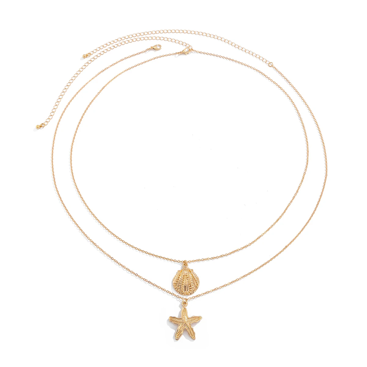 Ingemark 섹시한 간단한 금속 불가사리 가리비 펜던트 허리 배꼽 체인 여성을위한 여름 해변 비키니 휴가 바디 쥬얼리 선물