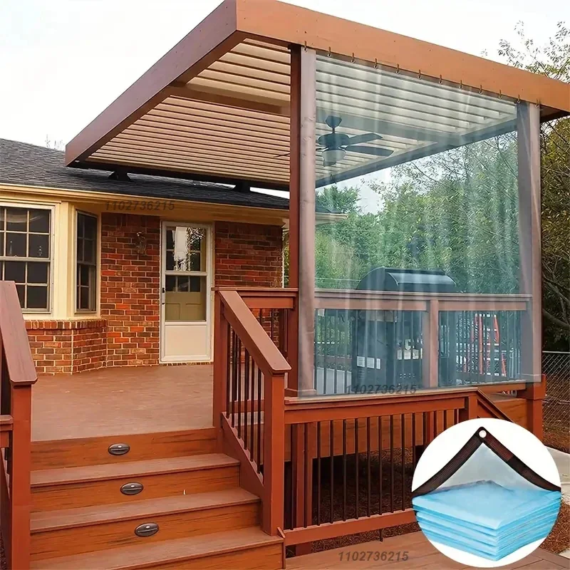 투명 두꺼운 방수 방수포 레인 커버, 방풍 및 방설, 테라스 식물 치킨 하우스 정원 현관에 적합