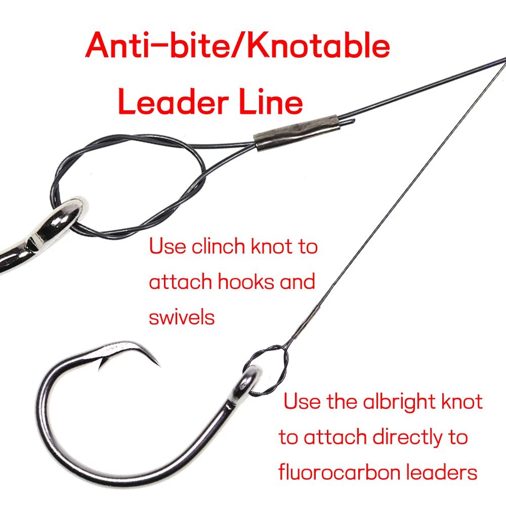 6LB-124LB 15ft/4.6m 바닷물 파이크 참치 Wahoo 낚시를 위한 꼬임 방지 인성 니켈 티타늄 낚시 리더 라인