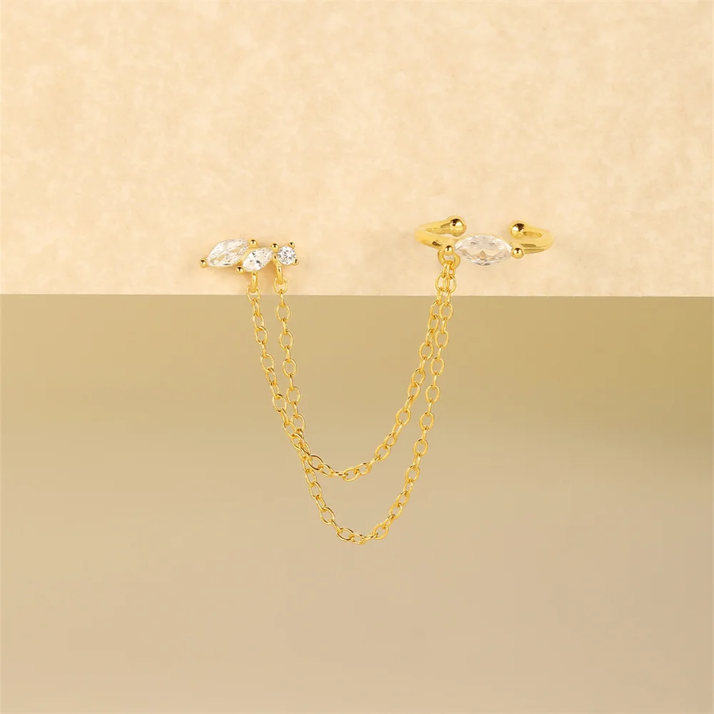 CANNER 여성용 미니멀리즘 기하학 귀걸이 선물, 925 스털링 실버 말 아이 체인, 술 지르콘 드롭 귀걸이, 1PC