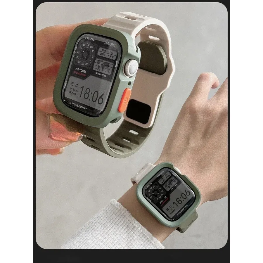 케이스+스트랩 실리콘 시계줄 보호 커버 애플워치 울트라2 아이워치 시리즈 10 46mm 8 9 7 6 SE 5 4 울트라 3 2 호환