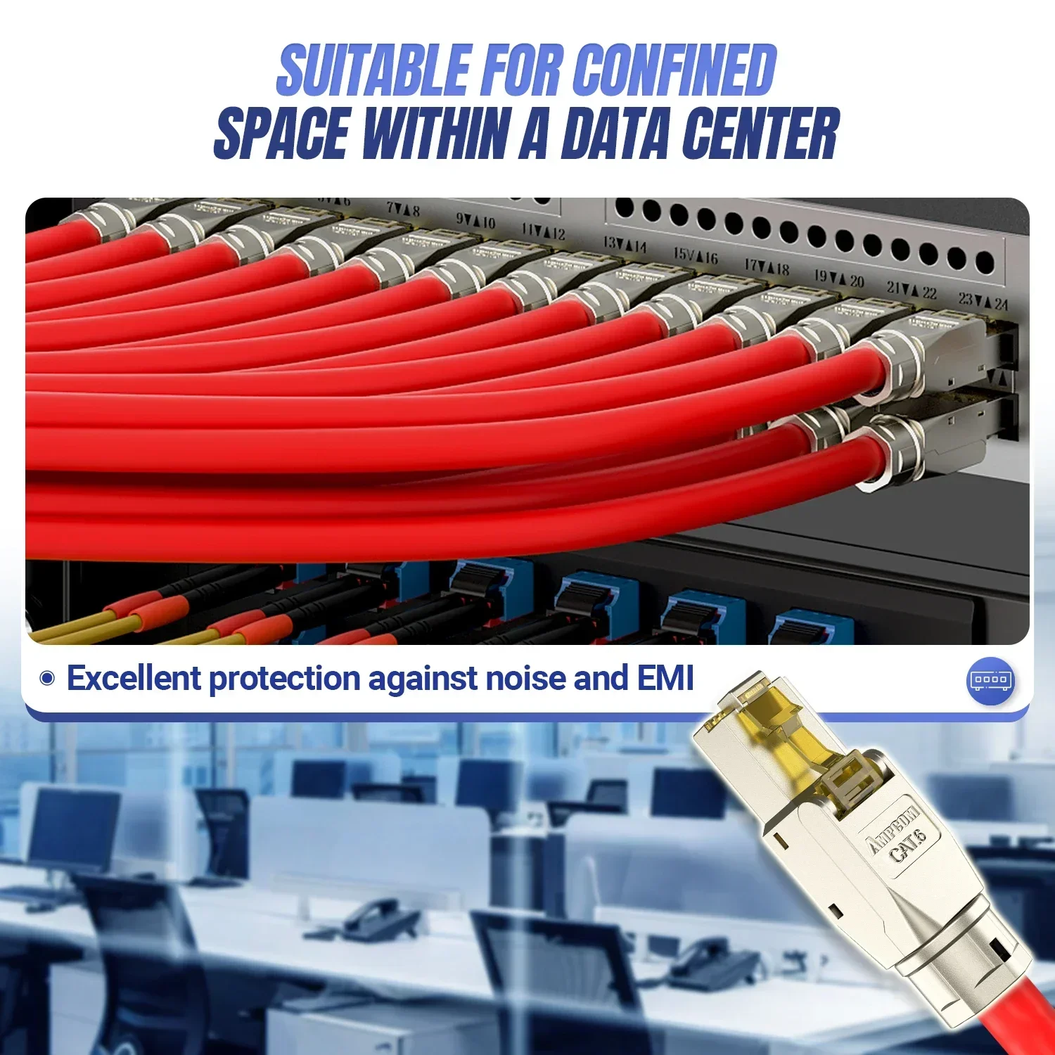 AMPCOM 도구가 필요 없는 RJ45 커넥터, CAT8/7A/7/6A/6 도구가 필요 없는 재사용 가능한 종단 플러그 차폐 이더넷 필드 모듈형 플러그